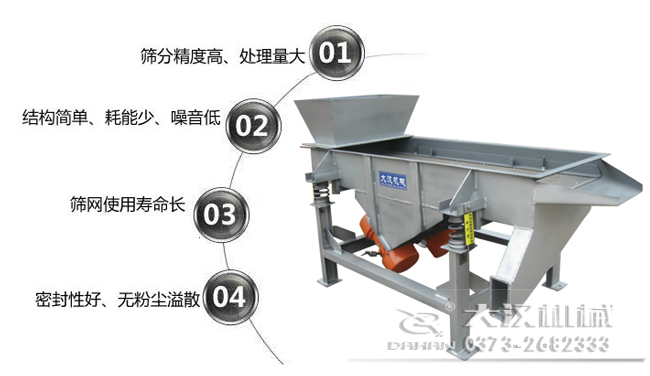 1016型直線振動(dòng)篩特點(diǎn)：1，篩分精度高，處理量大。2，結(jié)構(gòu)簡(jiǎn)單，耗能少，噪音低，3，篩網(wǎng)使用壽命長(zhǎng)，密封性好無粉塵溢散。