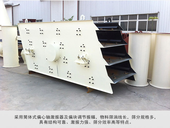 圓振動(dòng)篩 采用筒體式偏心軸激振器及偏心塊調(diào)節(jié)振幅。
